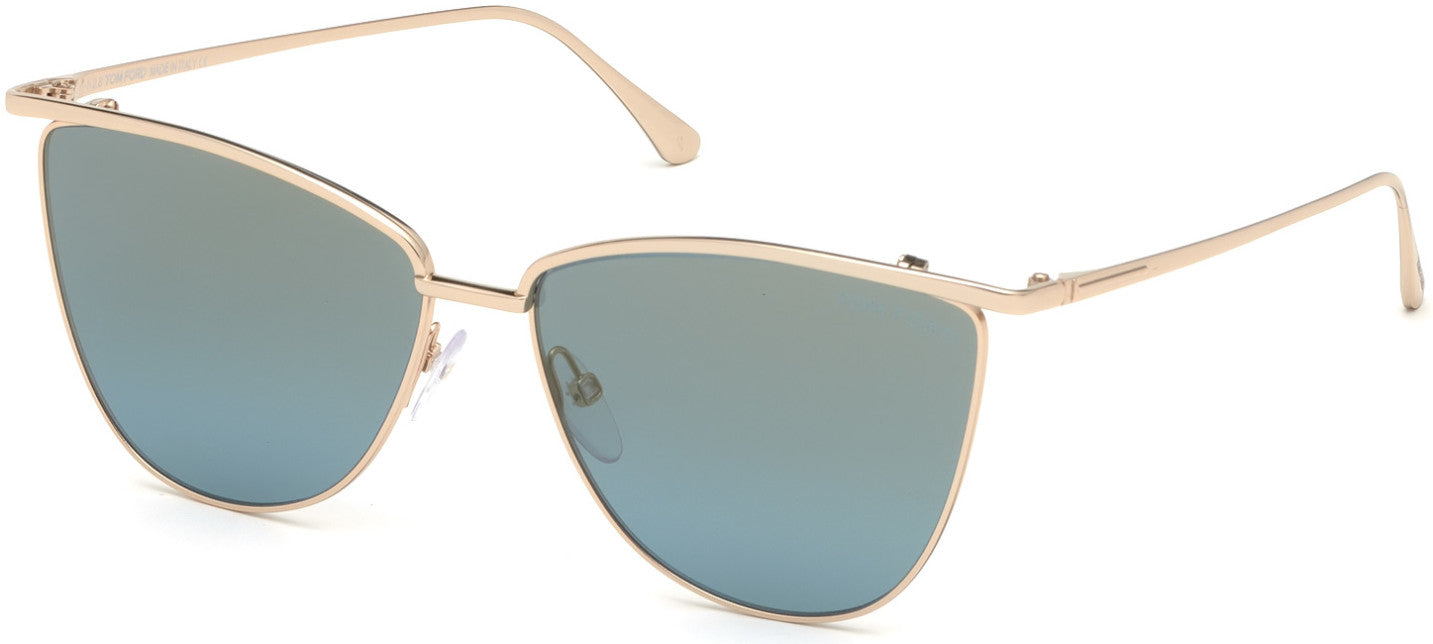 Tom Ford FT0684 Veronica Butterfly Sunglasses 28W-28W - Shiny Rose Gold/ Blue W. Gradient Gold Flash