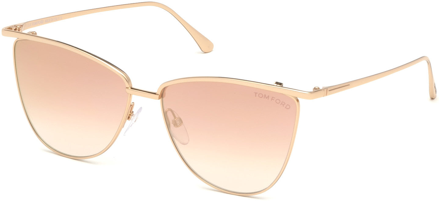 Tom Ford FT0684 Veronica Butterfly Sunglasses 33T-33T - Shiny Pink Gold/ Pink W. Red Mirror Lenses