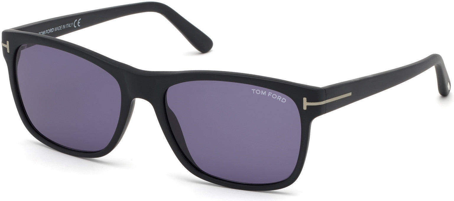 Tom Ford FT0698 Giulio Geometric Sunglasses 02V-02V - Matte Black/ Blue Smoke Lenses