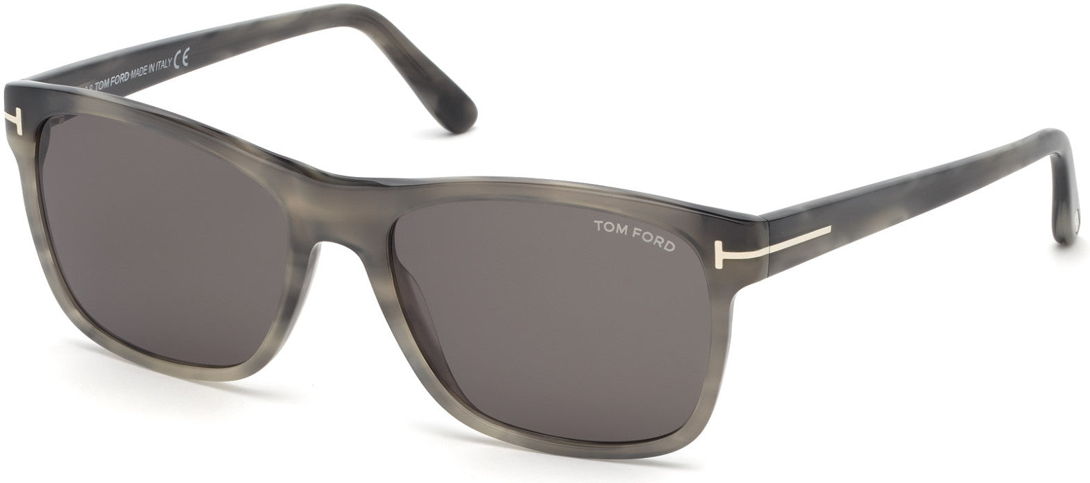 Tom Ford FT0698 Giulio Geometric Sunglasses 47N-47N - Shiny Mixed Grey Havana/ Green Lenses