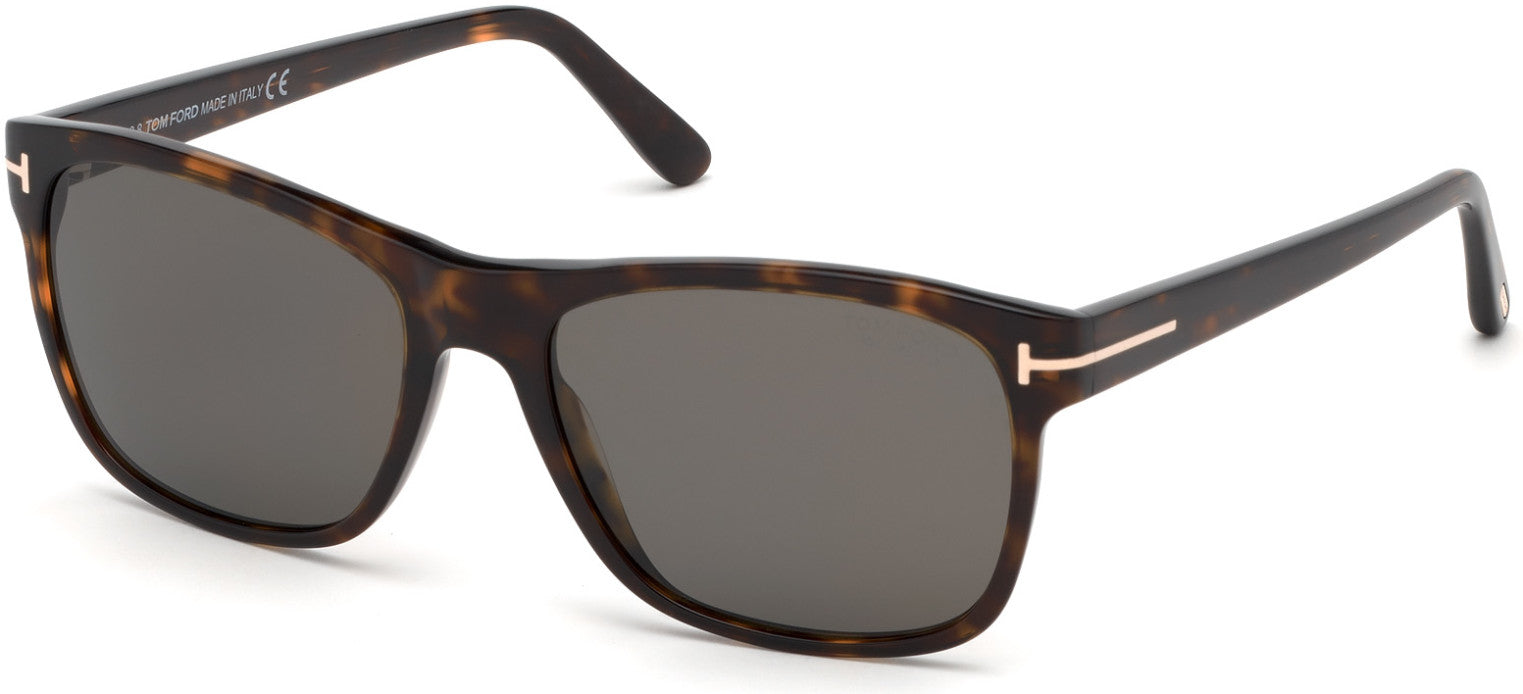 Tom Ford FT0698 Giulio Geometric Sunglasses 52D-52D - Shiny Classic Dark Havana/ Polarized Smoke Lenses