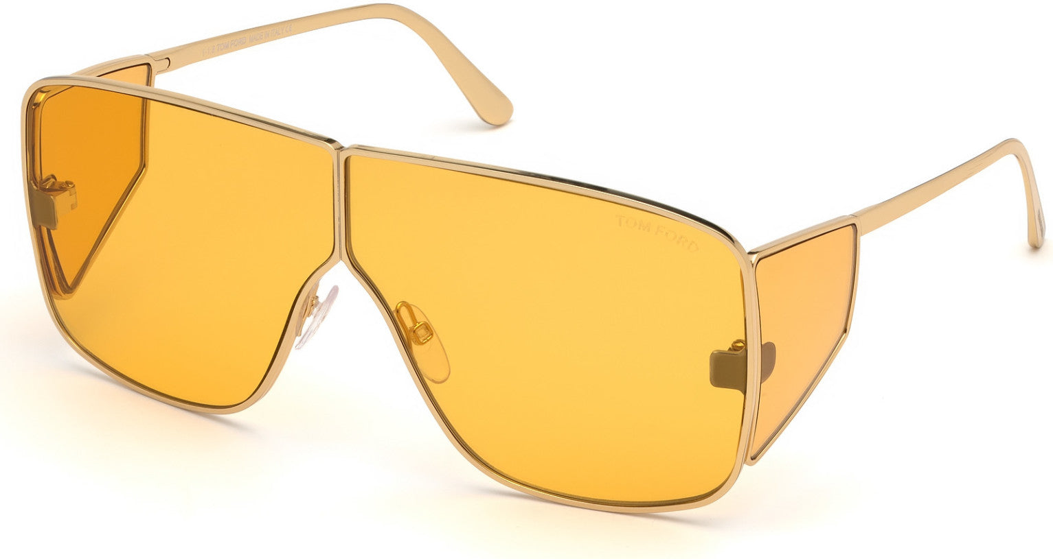 Tom Ford FT0708 Spector Geometric Sunglasses 33E-33E - Shiny Yellow Gold / Orange Lenses