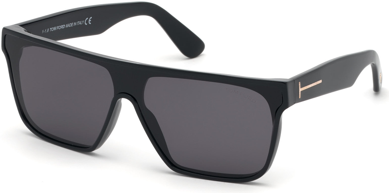 Tom Ford FT0709 Whyat Geometric Sunglasses 01A-01A - Shiny Black, Shiny Rose Gold / Smoke Lenses