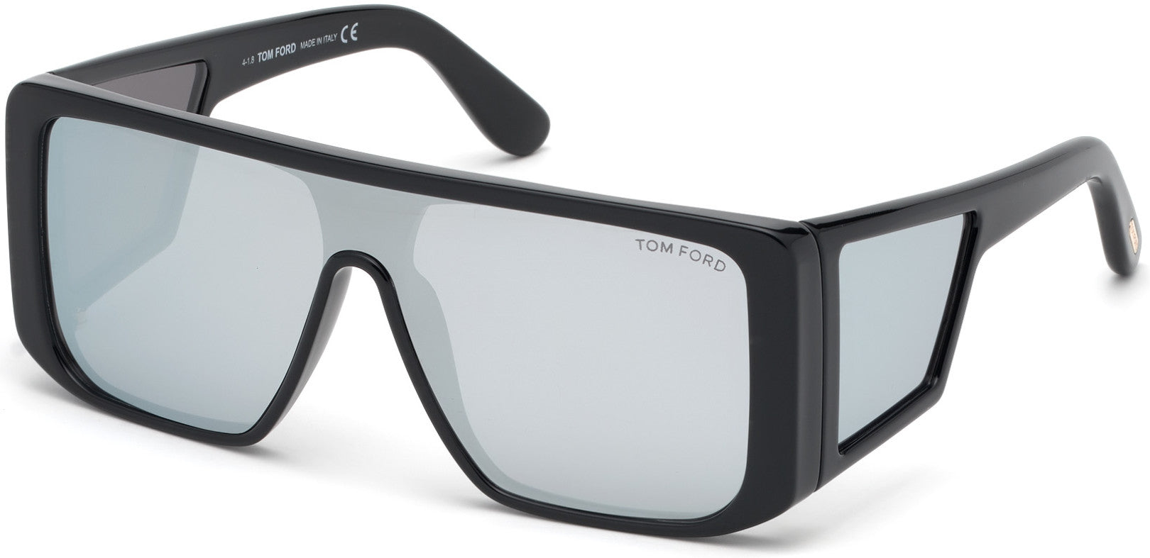 Tom Ford FT0710 Atticus Geometric Sunglasses 01C-01C - Shiny Black, Shiny Rose Gold / Smoke W. Silver Flash Lenses