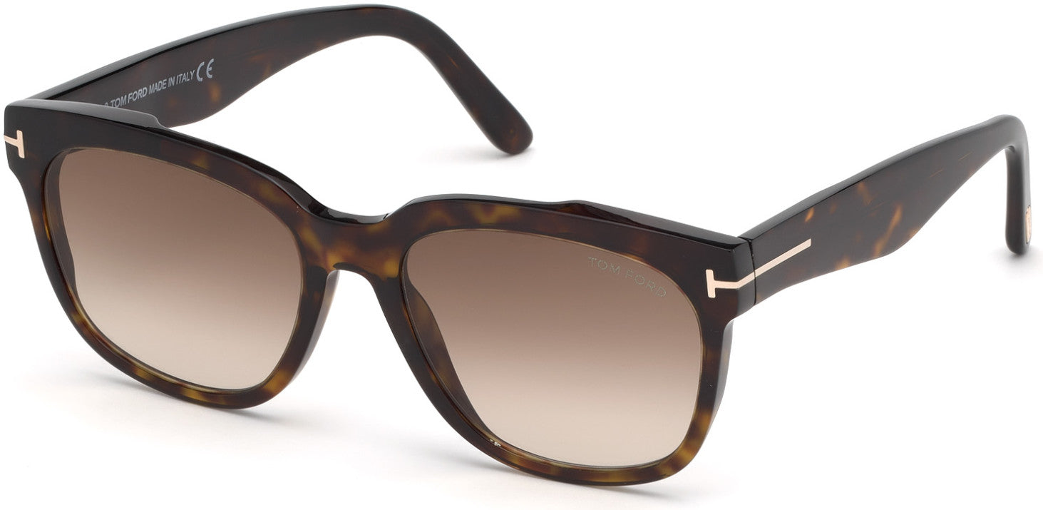 Tom Ford FT0714 Rhett Geometric Sunglasses 52F-52F - Shiny Dark Havana/ Gradient Brown Lenses