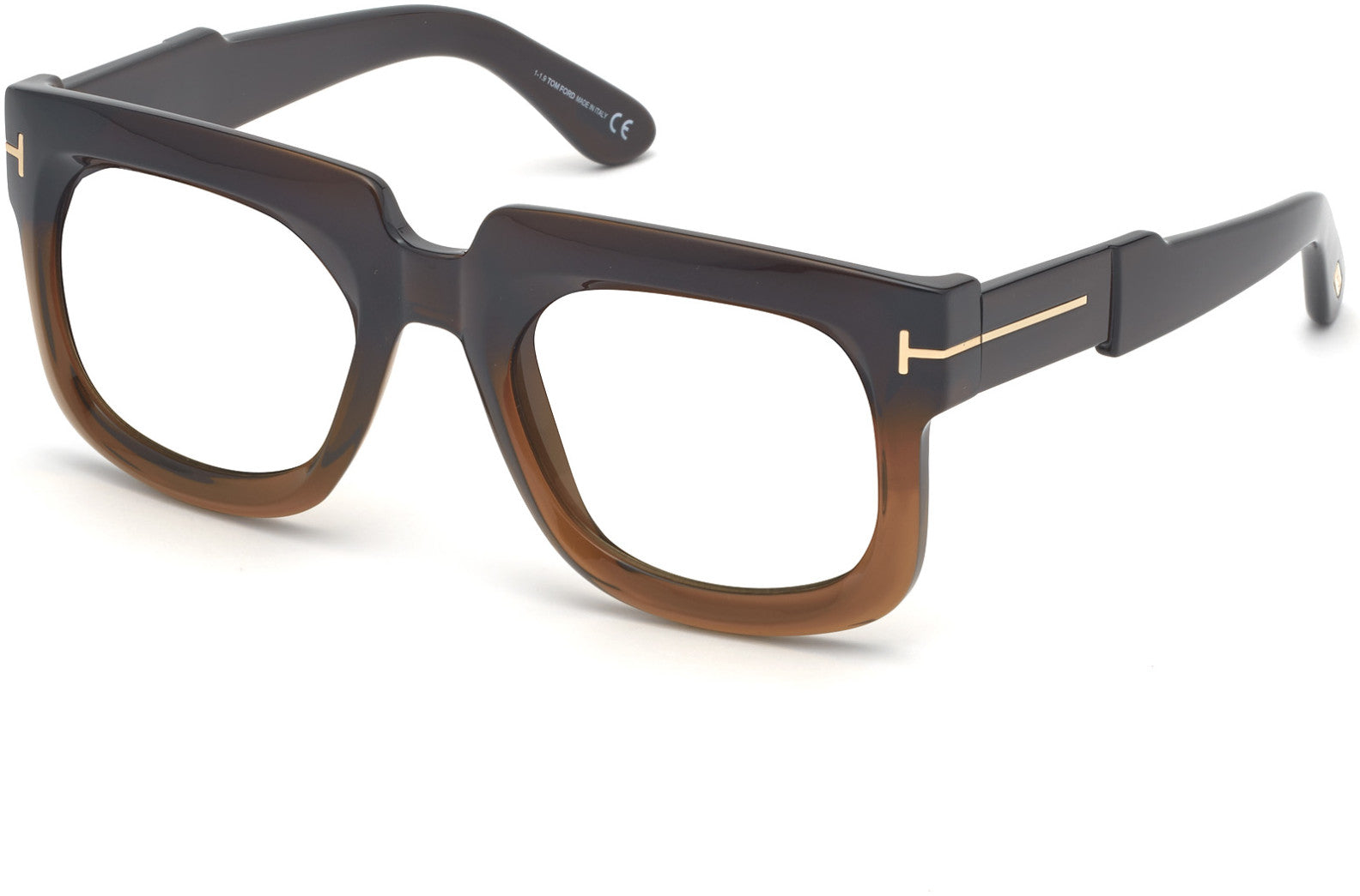 Tom Ford FT0729 Christian Square Sunglasses 048-048 - Transparent Grad. Dark-To-Light Brown/ Clear Lenses - Fw19 Adv Style