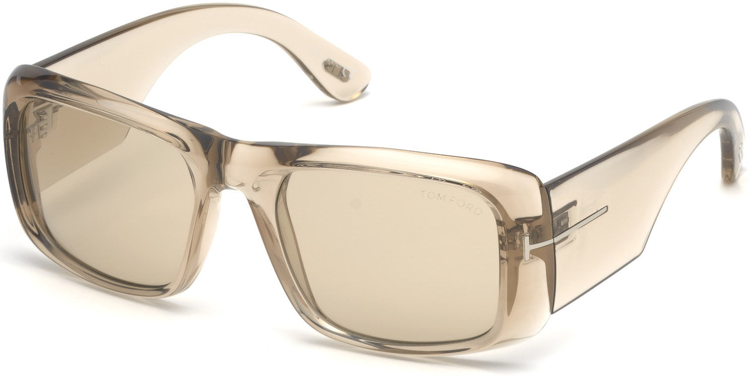 Tom Ford FT0731 Aristotle Rectangular Sunglasses 20A-20A - Shiny Transp. Grey/ Light Grey Lenses