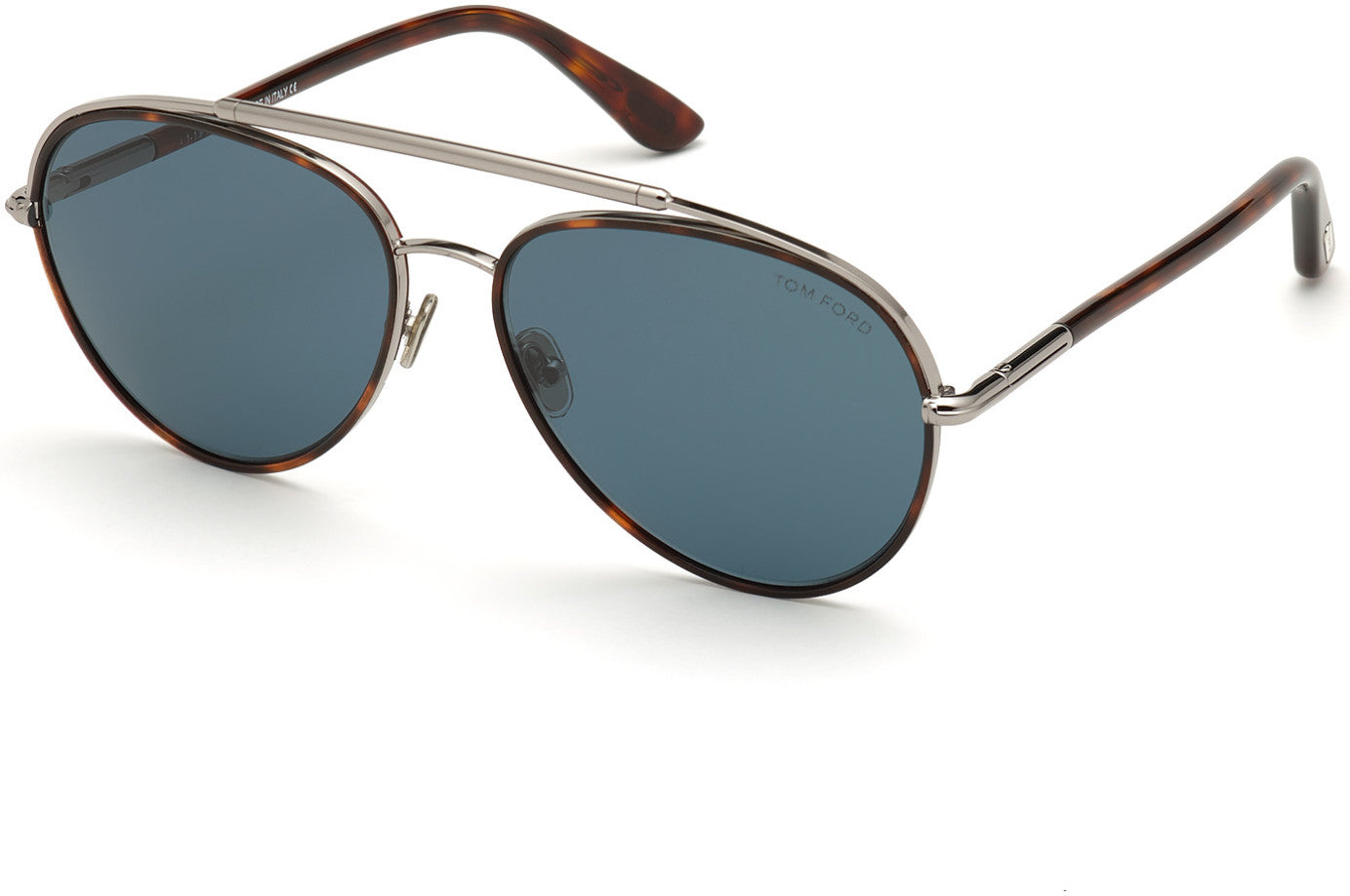 Tom Ford FT0748 Curtis Pilot Sunglasses 54V-54V - Shiny Light Ruthenium/ Dark Teal Lenses
