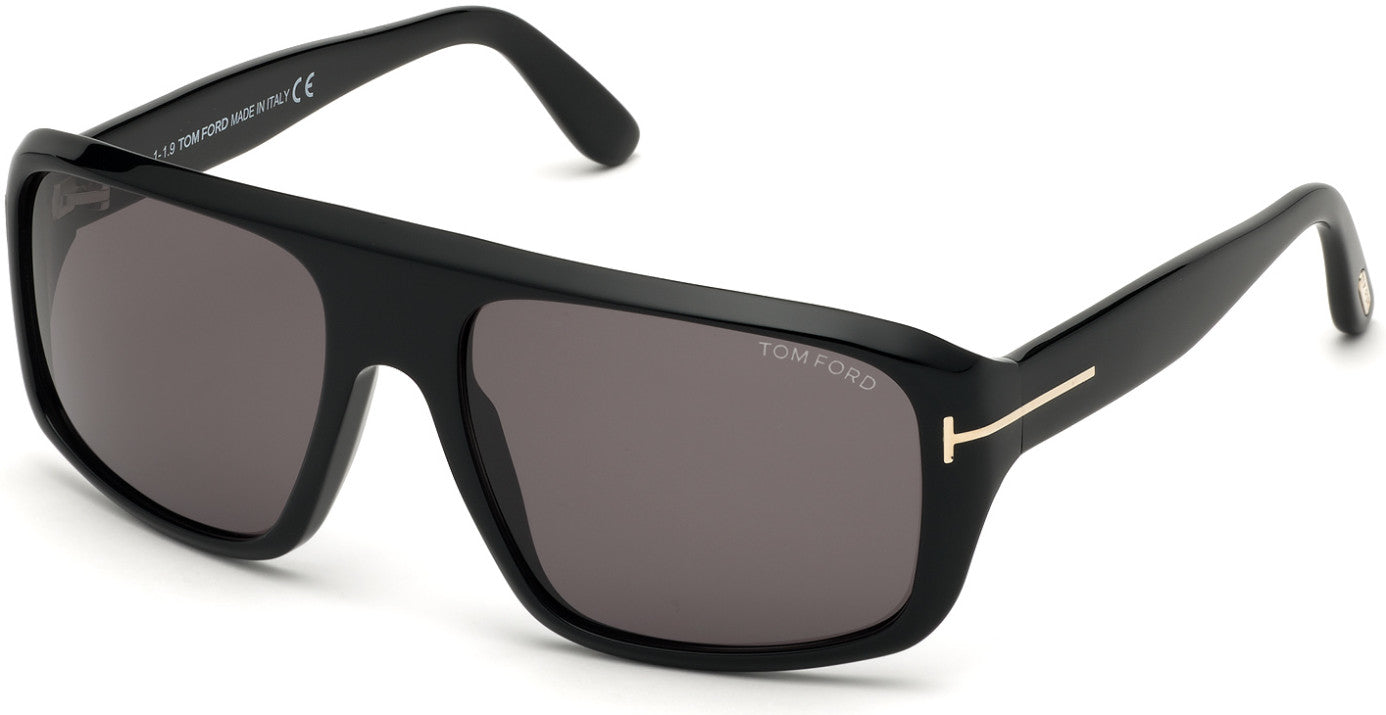 Tom Ford FT0754 Navigator Sunglasses 01A-01A - Shiny Black/ Smoke Lenses