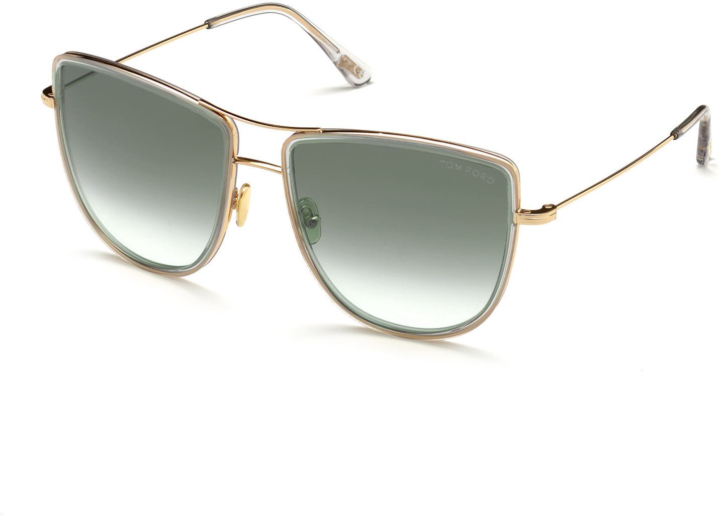 Tom Ford FT0759 Tina Pilot Sunglasses 28B-28B - Shiny Rose Gold/ Transparent Lt. Grey Temple Tips/ Grad. Smoke Lenses