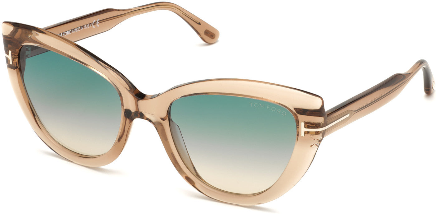 Tom Ford FT0762 Anya Cat Sunglasses 45P-45P - Shiny Rosãƒâ© Champagne/ Gradient Turquoise-To-Sand Lenses