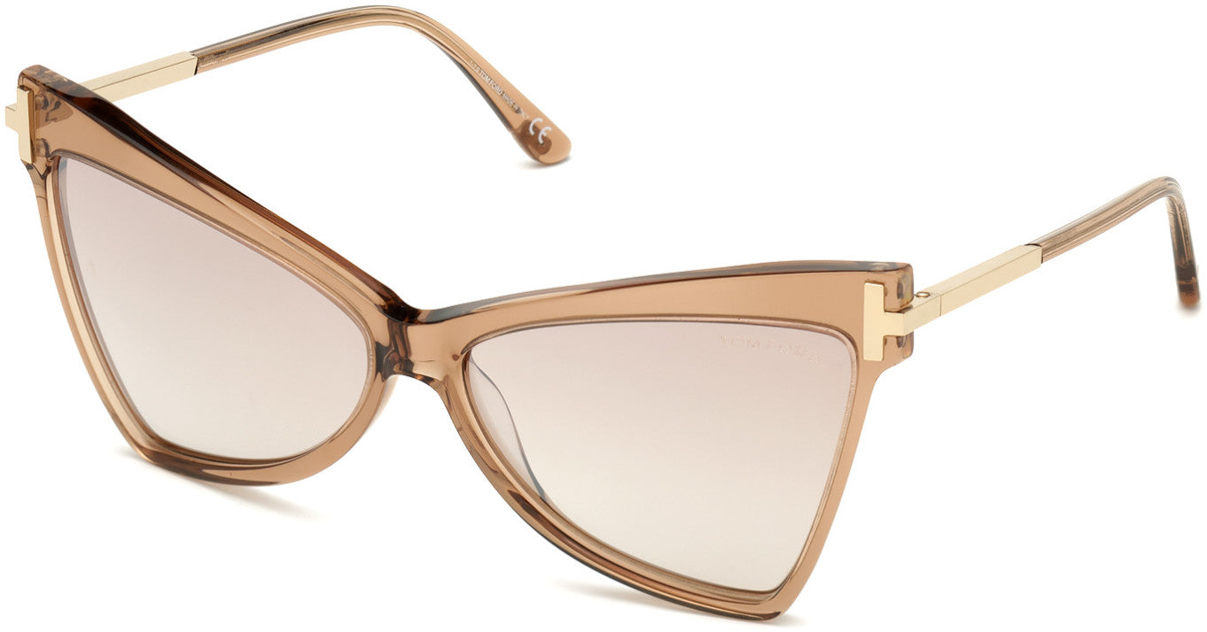 Tom Ford FT0767 Butterfly Sunglasses 57G-57G - Rosãƒâ¨ Champagne W. Rose Gold Temples/ Grad. Brown Silver Flash Lense