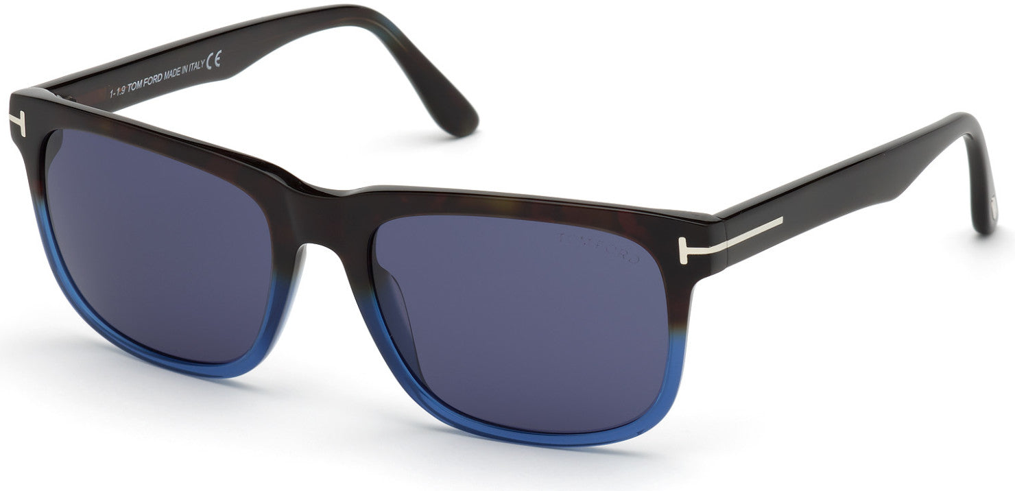 Tom Ford FT0775-D Stephenson Square Sunglasses 55V-55V - Grad. Havana-To-Blue W. Blue Havana Temples/ Blue Lenses