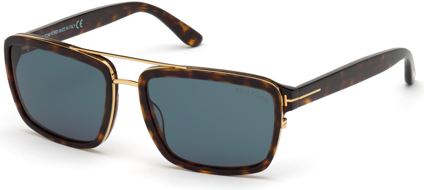 Tom Ford FT0780 Anders Square Sunglasses 52N-52N - Classic Dark Havana / Dark Teal Lenses