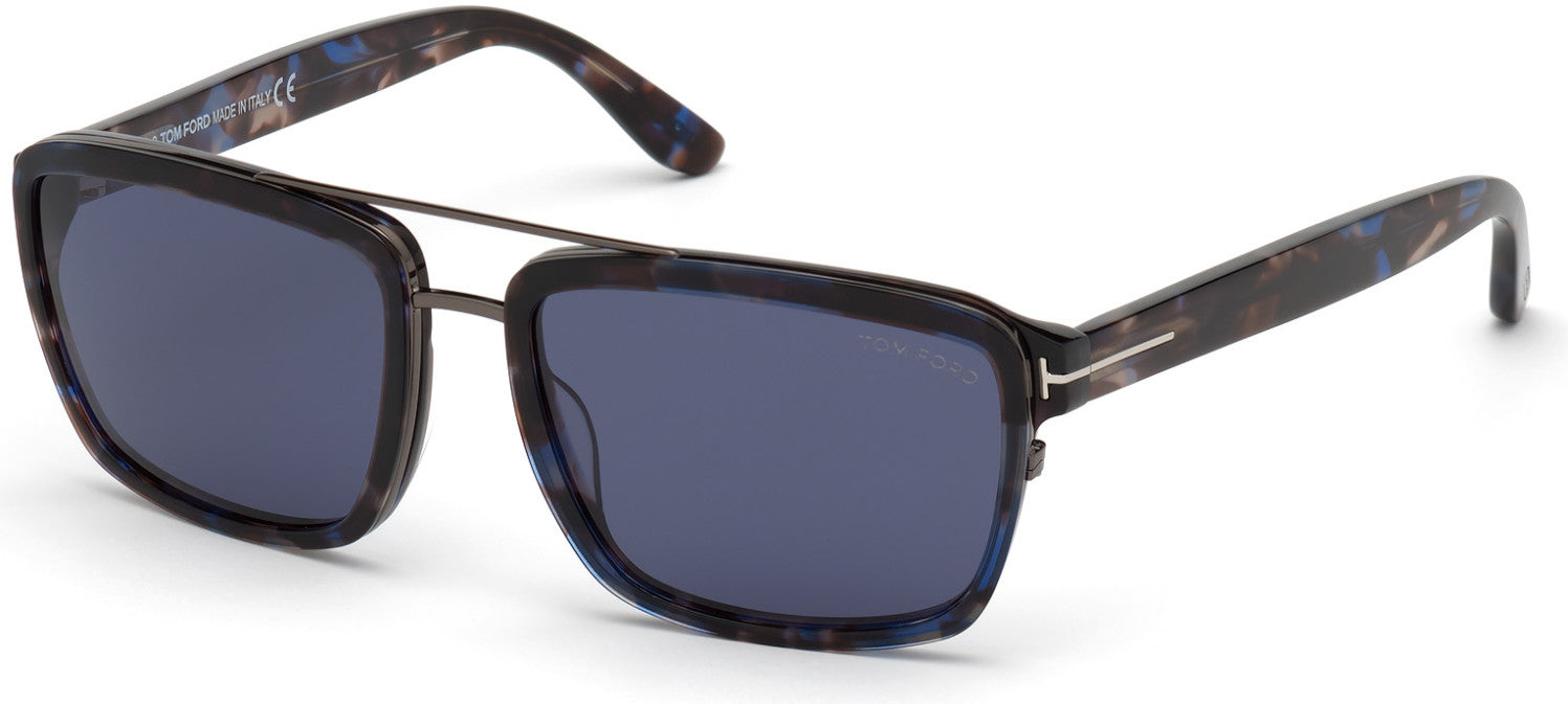 Tom Ford FT0780 Anders Square Sunglasses 55V-55V - Blue Havana/ Blue Lenses