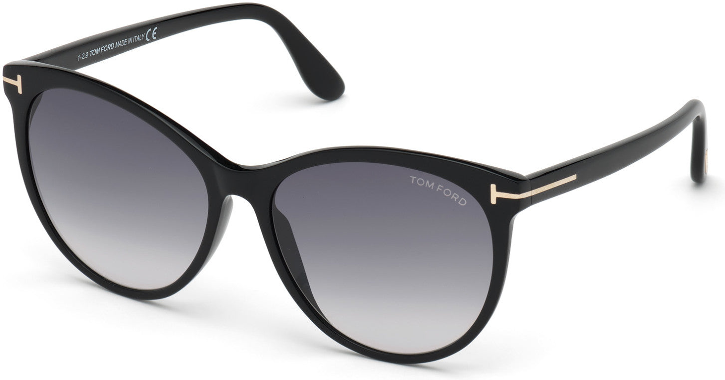 Tom Ford FT0787 Maxim Round Sunglasses 01B-01B - Shiny Black/ Gradient Smoke Lenses