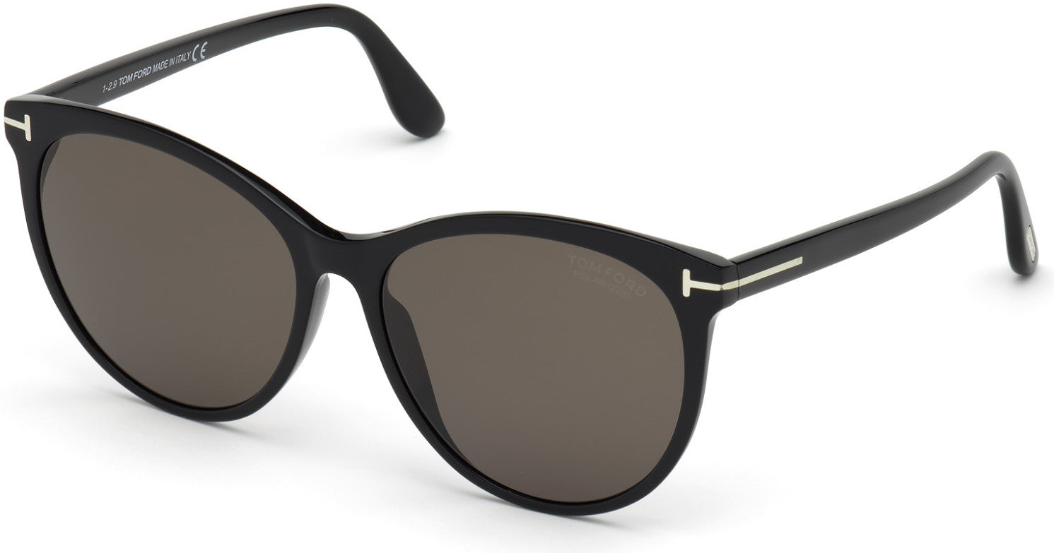 Tom Ford FT0787 Maxim Round Sunglasses 01D-01D - Shiny Black/ Polarized Smoke Lenses