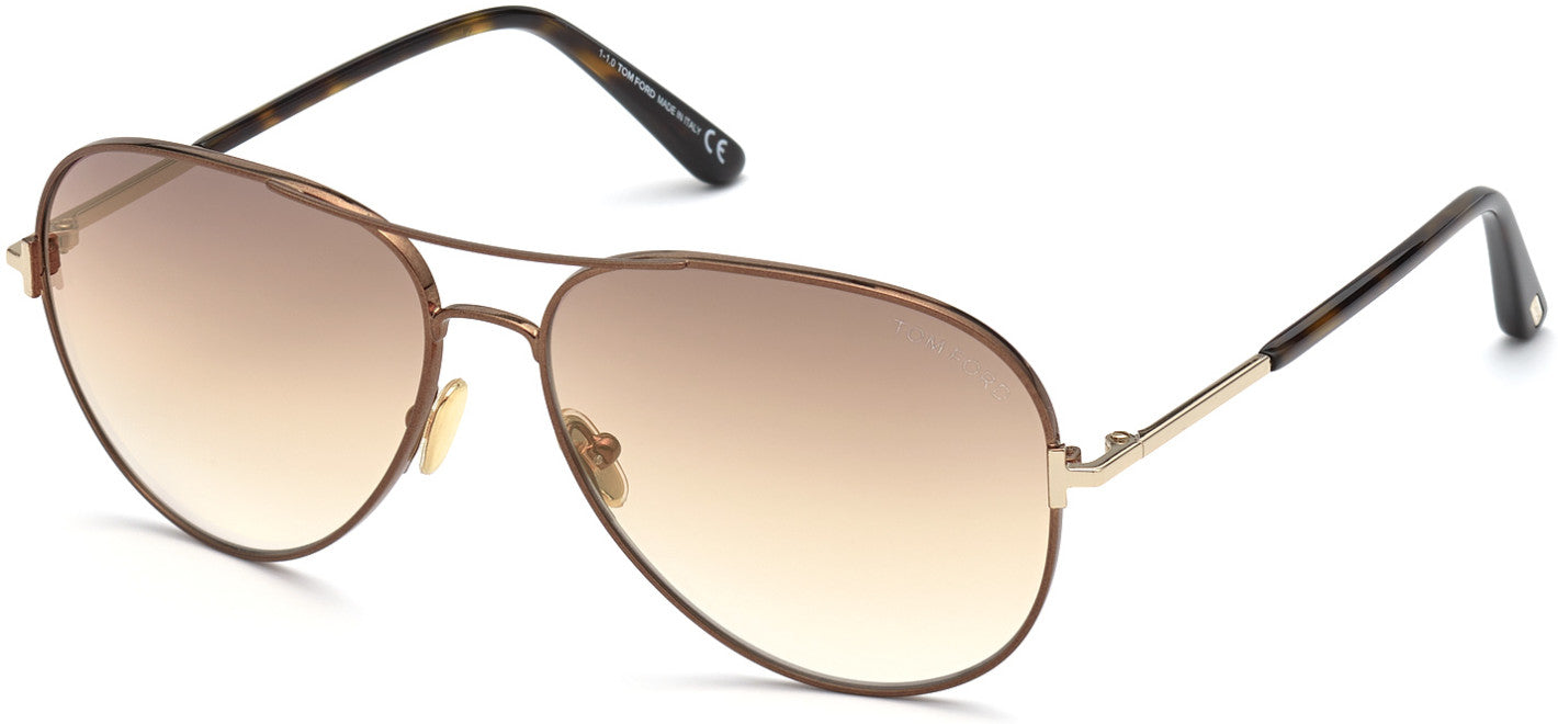 Tom Ford FT0823 Clark Pilot Sunglasses 48G-48G - Shiny Dark Brown, Classic Dark Havana / Gradient Brown Lenses