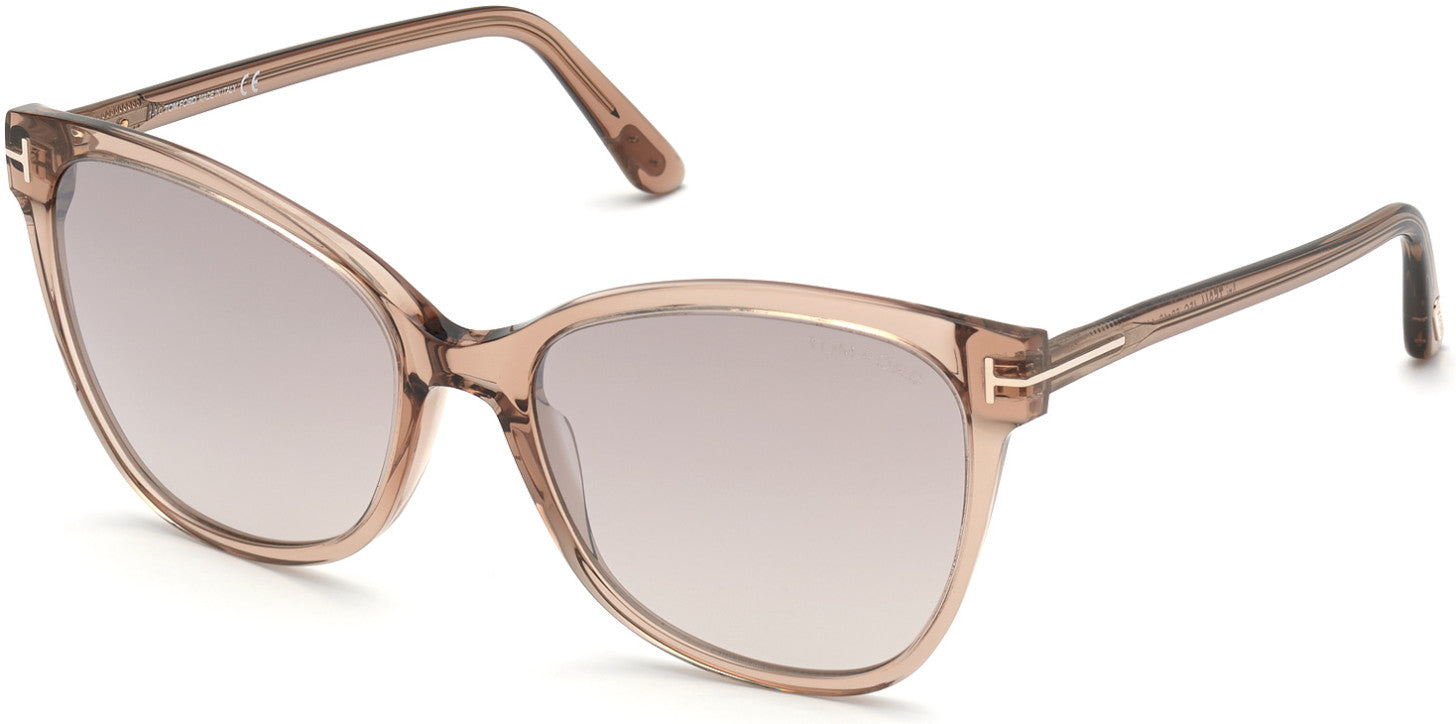 Tom Ford FT0844-F Ani Cat Sunglasses 45G-45G - Shiny Rose Champagne / Gradient Brown Mirror Lenses