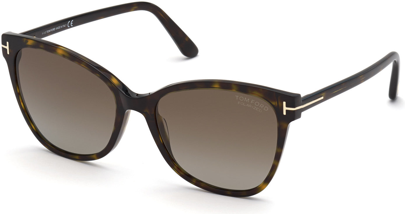 Tom Ford FT0844-F Ani Cat Sunglasses 52H-52H - Shiny Classic Dark Havana / Polarized Brown Lenses