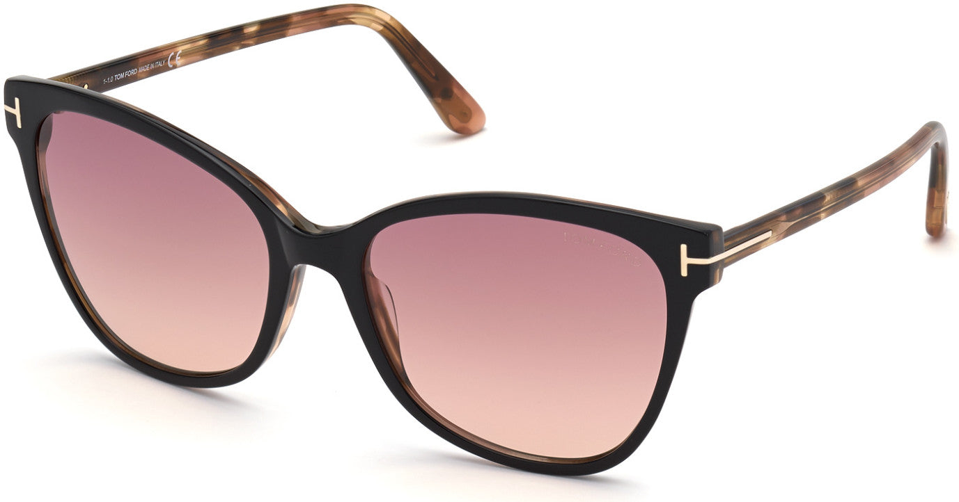 Tom Ford FT0844 Ani Cat Sunglasses 05T-05T - Shiny Black And Pink Havana / Gradient Purple To Pink Lenses