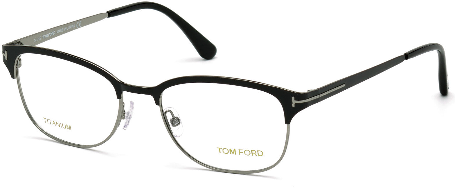 Tom Ford FT5381 Geometric Eyeglasses 005-005 - Black, Light Ruthenium