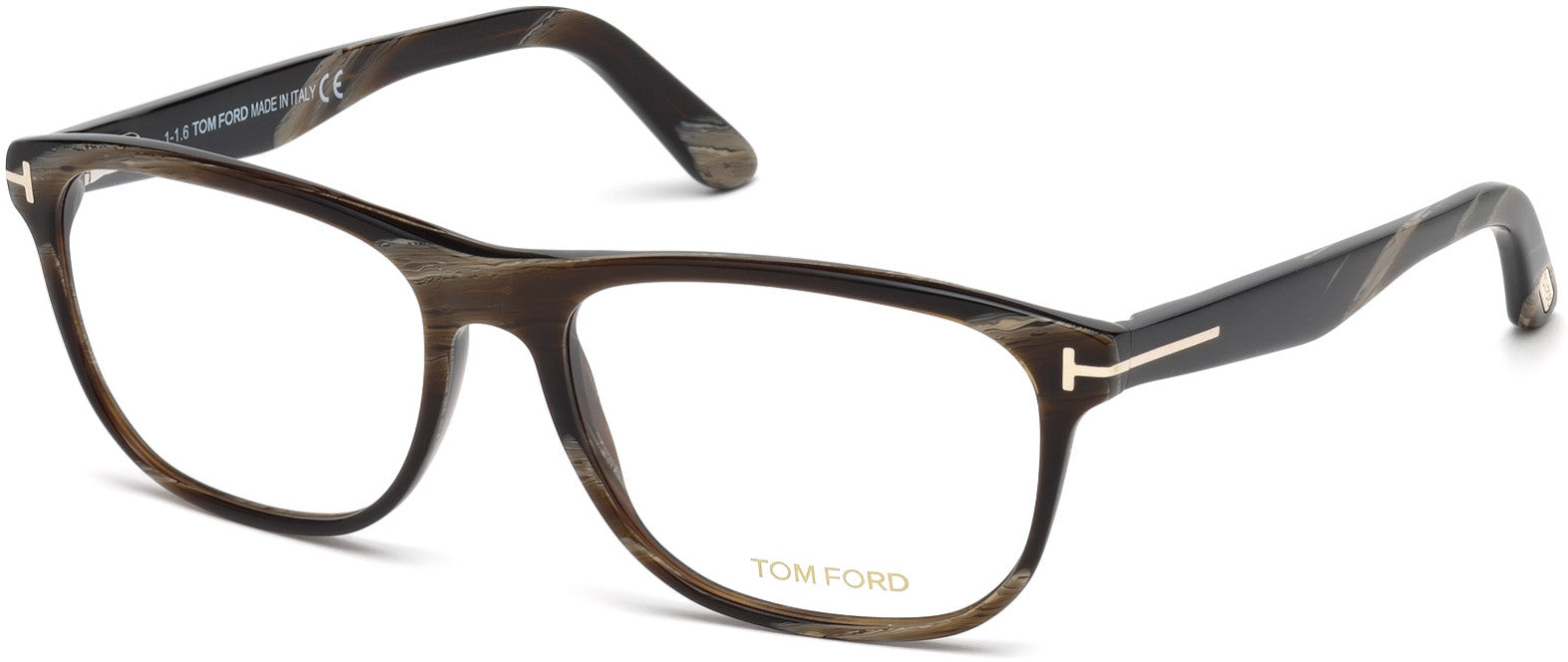 Tom Ford FT5430 Geometric Eyeglasses 062-062 - Brown Horn