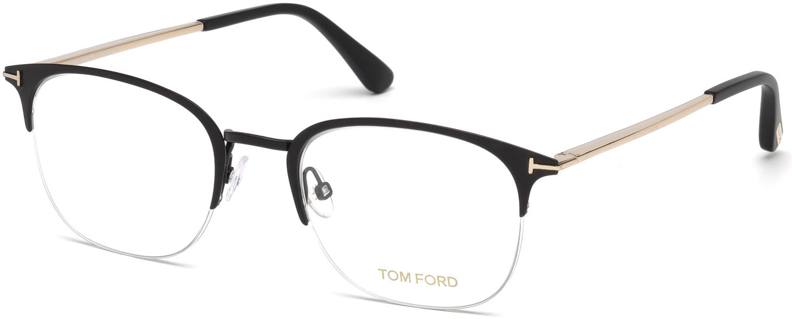 Tom Ford FT5452 Oval Eyeglasses 013-002 - Matte Black, Shiny Rose Gold