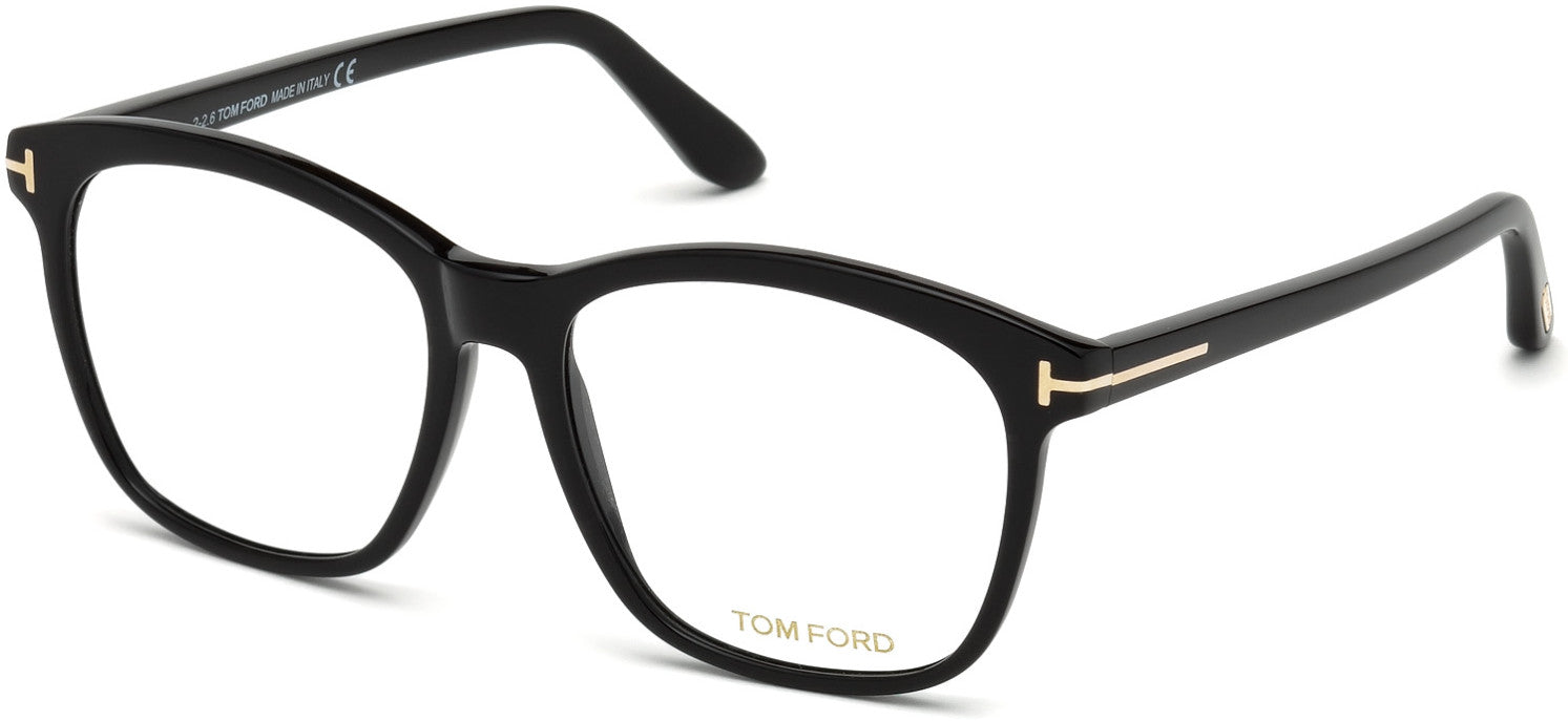 Tom Ford FT5481-B Geometric Eyeglasses 001-001 - Shiny Black/ Blue Block Lenses