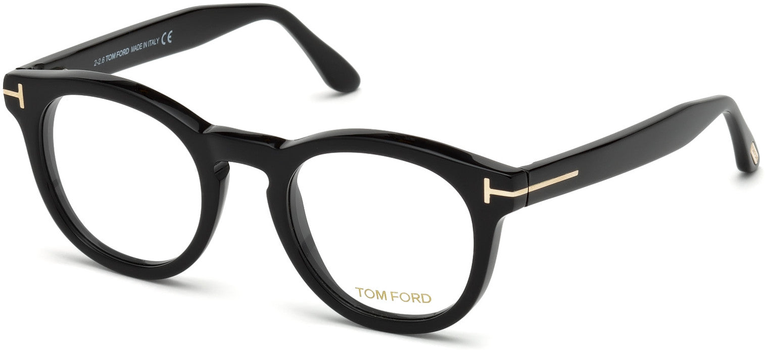 Tom Ford FT5489 Round Eyeglasses 001-001 - Shiny Black