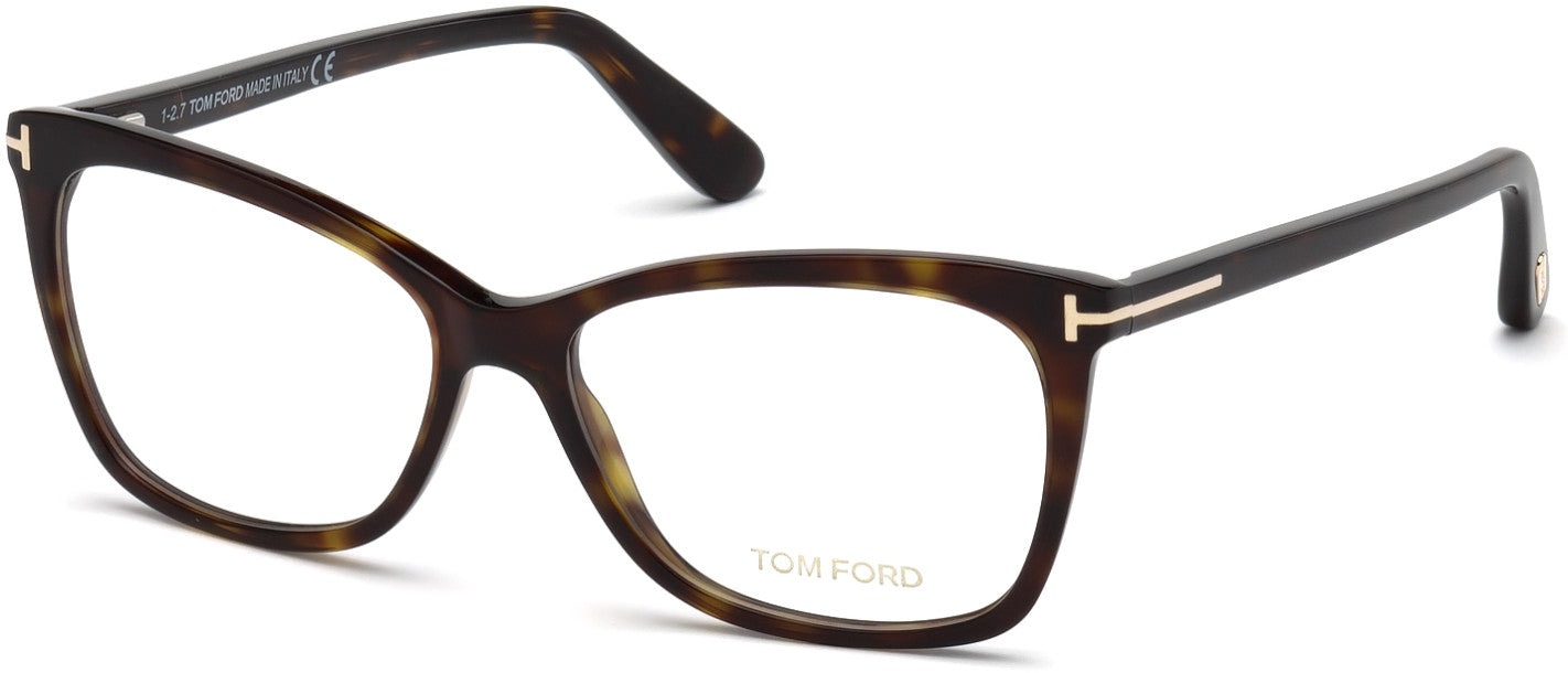 Tom Ford FT5514 Cat Eyeglasses 052-052 - Shiny Classic Dark Havana
