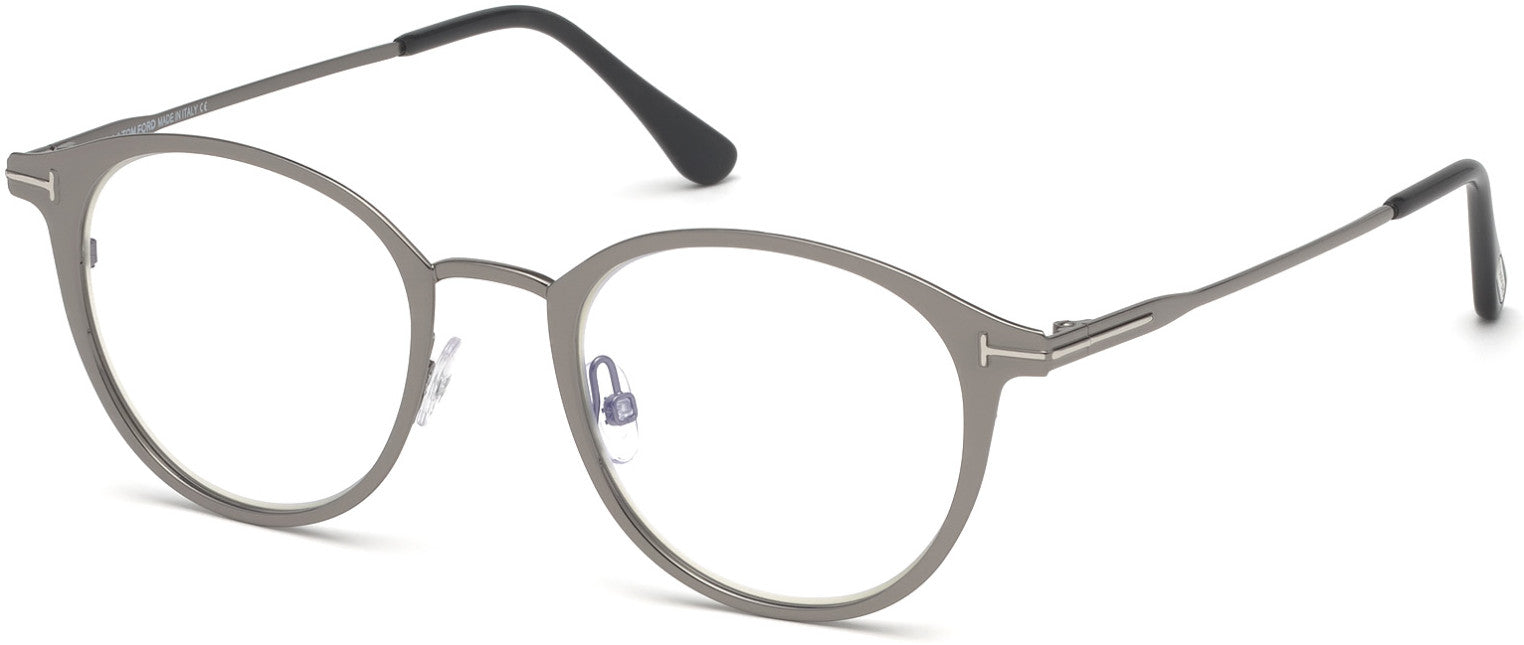 Tom Ford FT5528-B Oval Eyeglasses 009-009 - Matte Gunmetal, Matte Black Tips/ Blue Block Lenses