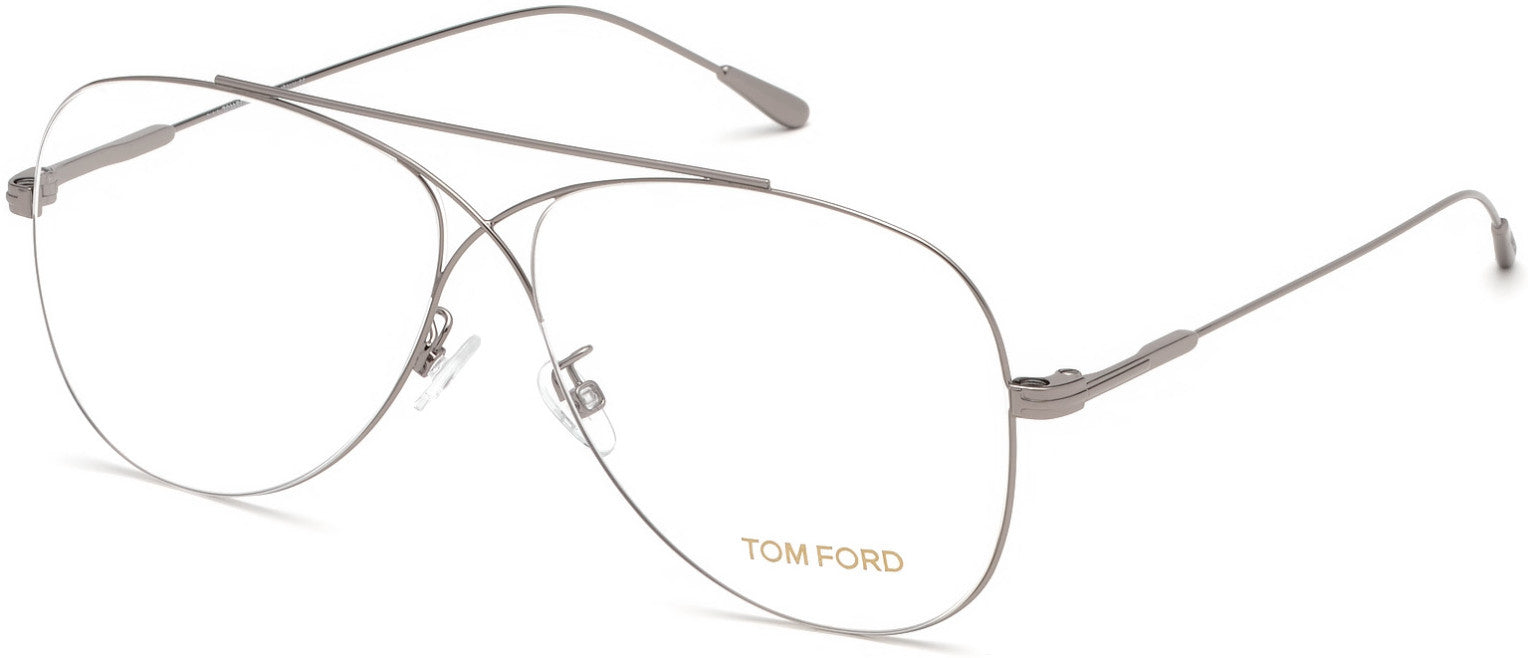 Tom Ford FT5531 Butterfly Eyeglasses 014-014 - Shiny Light Ruthenium, Shiny Palladium "t" Logo