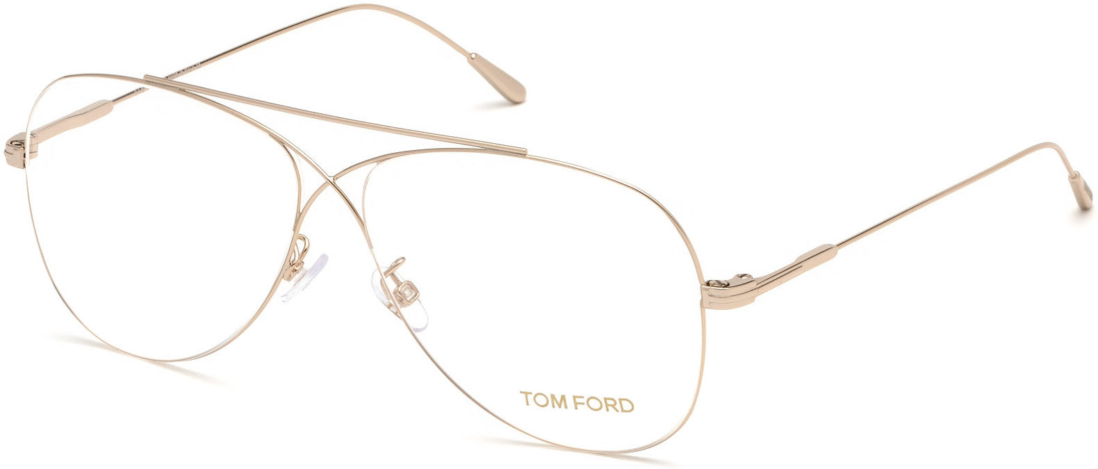 Tom Ford FT5531 Butterfly Eyeglasses 028-028 - Shiny Rose Gold, Shiny Rose Gold "t" Logo