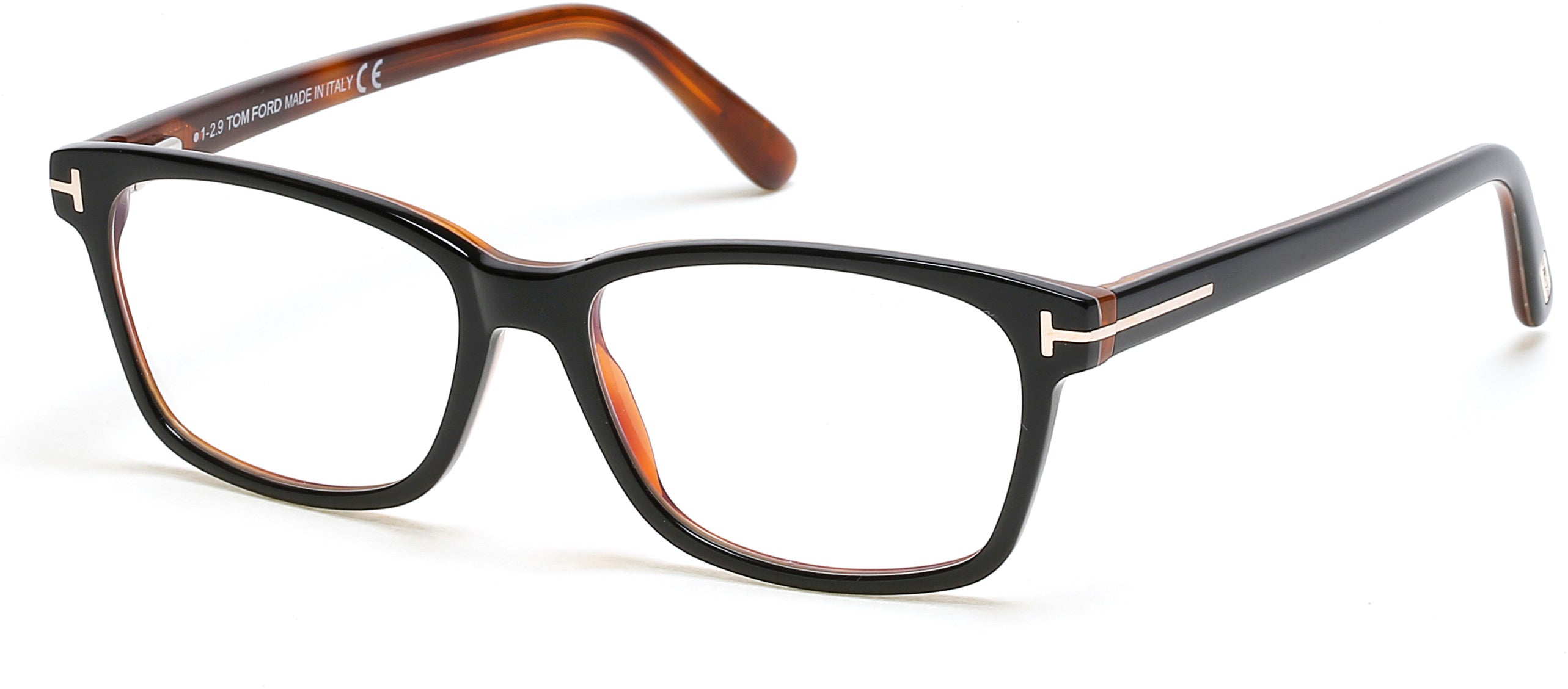 Tom Ford FT5713-B Rectangular Eyeglasses 005-005 - Matte Black/ Blue Block Lenses