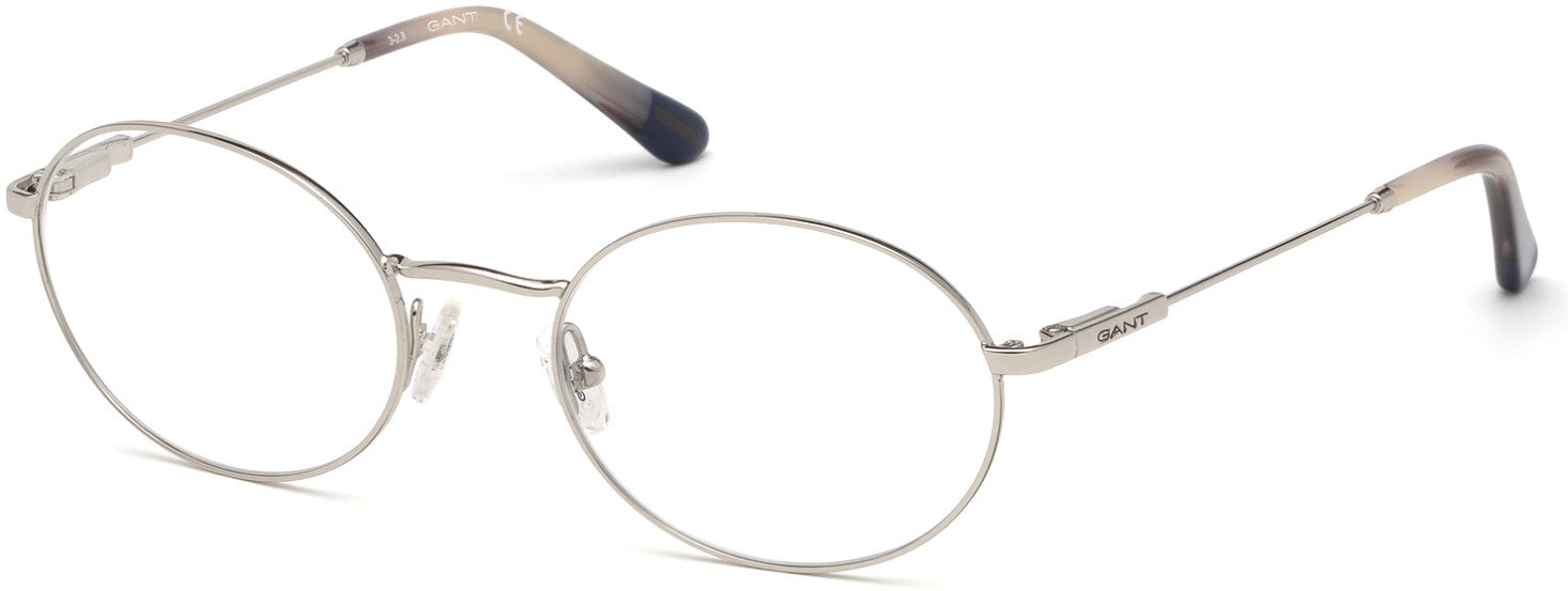 Gant GA3187 Round Eyeglasses 010-010 - Shiny Light Nickeltin