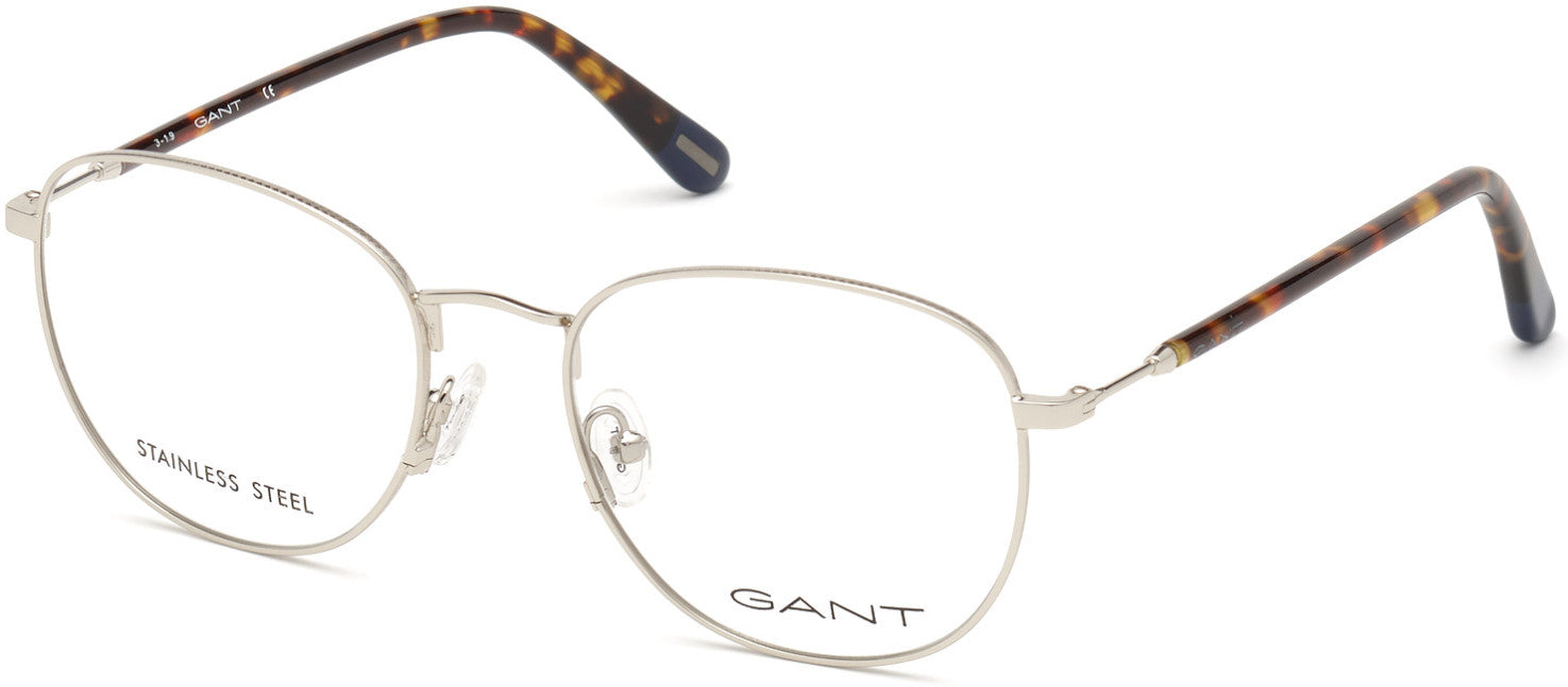 Gant GA3196 Round Eyeglasses 010-010 - Shiny Light Nickeltin