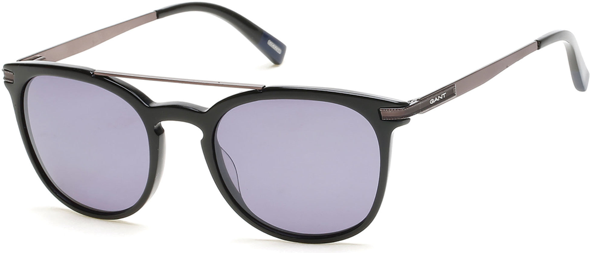 Gant GA7061 Round Sunglasses 01A-01A - Shiny Black, Smoke Lens