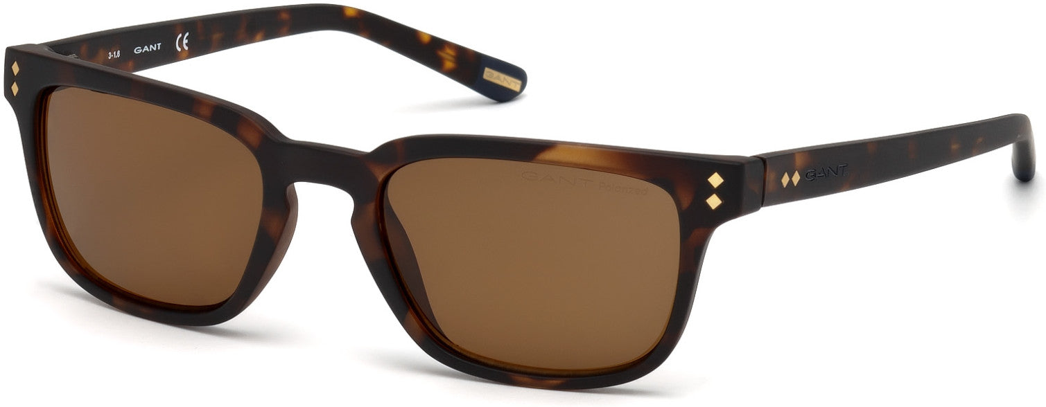 Gant GA7080 Rectangular Sunglasses 52H-52H - Dark Havana / Brown Polarized