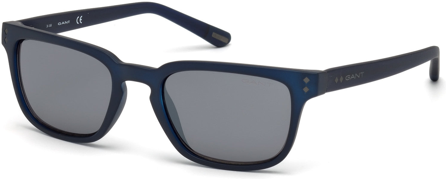 Gant GA7080 Rectangular Sunglasses 91C-91C - Matte Blue / Smoke Mirror