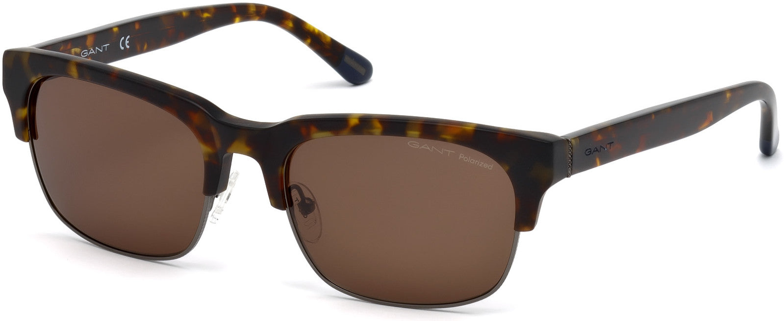 Gant GA7084 Geometric Sunglasses 52H-52H - Dark Havana / Brown Polarized