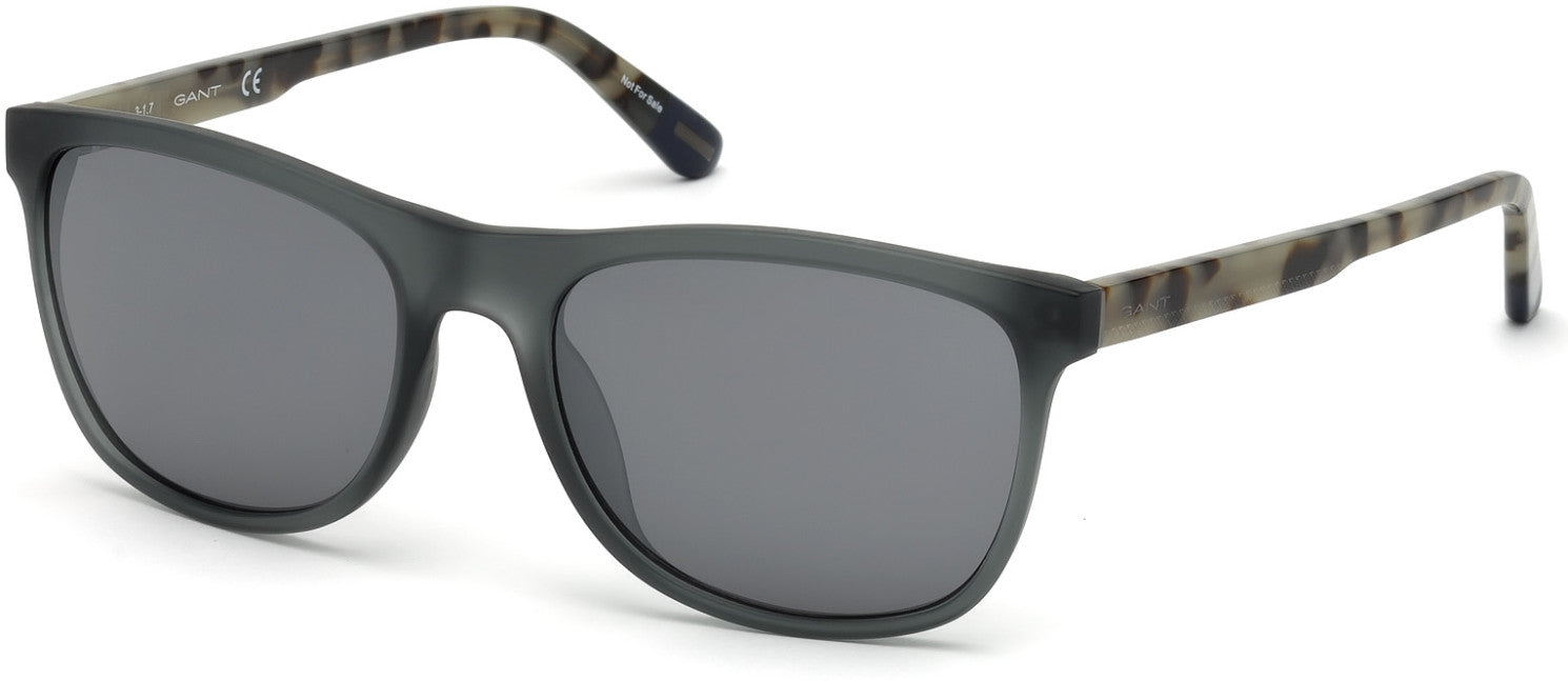 Gant GA7095 Rectangular Sunglasses 20C-20C - Matte Slate Front, Slate Tortoise Temples, Smoke W/ Silver Flash Lens
