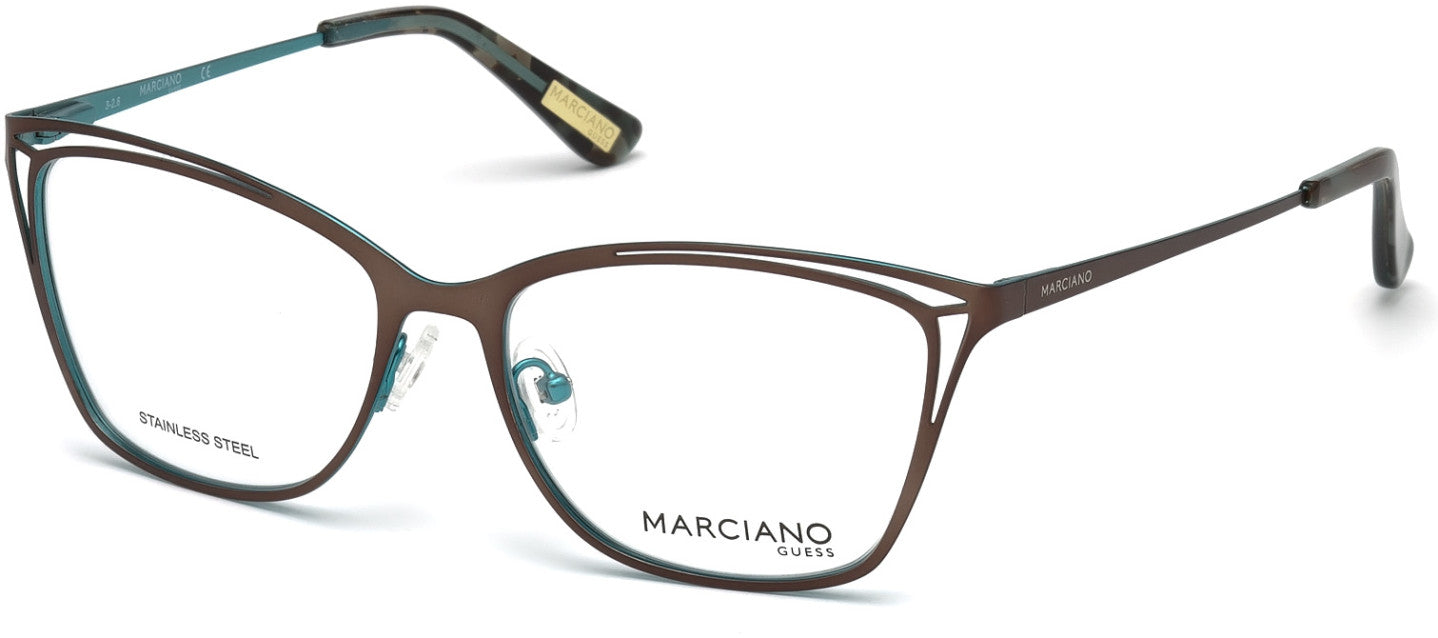 Guess By Marciano GM0310 Geometric Eyeglasses 049-049 - Matte Dark Brown