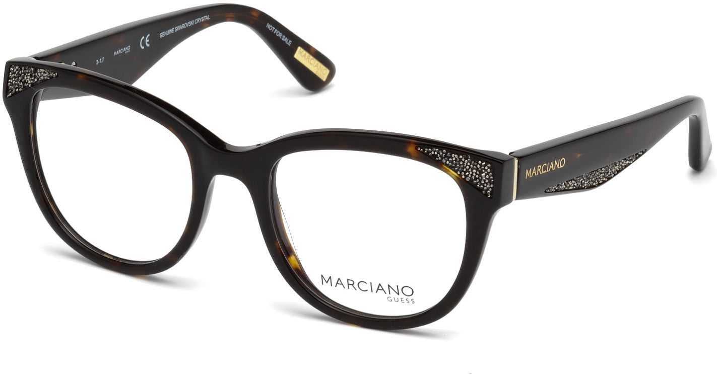 Guess By Marciano GM0319 Round Eyeglasses 052-052 - Dark Havana
