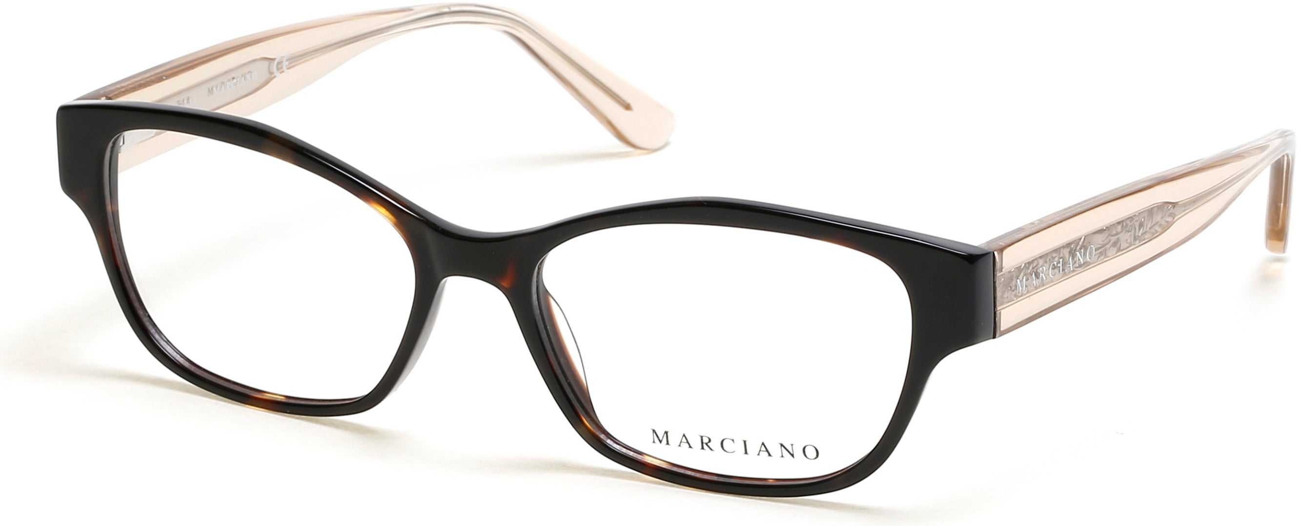 Guess By Marciano GM0340 Geometric Eyeglasses 052-052 - Dark Havana