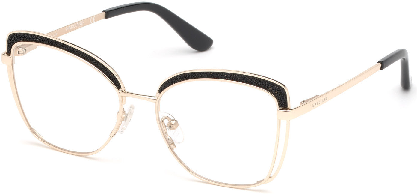 Guess By Marciano GM0344 Geometric Eyeglasses 032-032 - Pale Gold