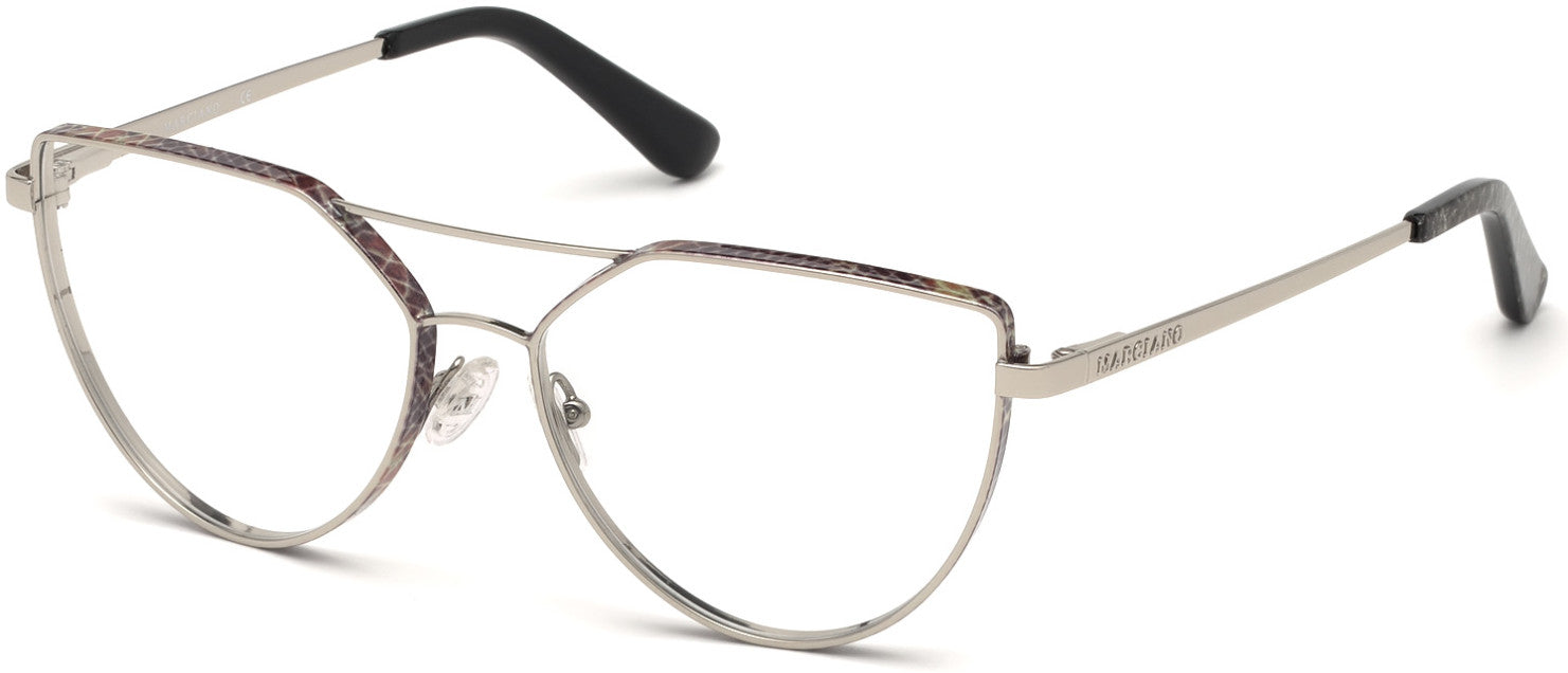 Guess By Marciano GM0346 Geometric Eyeglasses 010-010 - Shiny Light Nickeltin