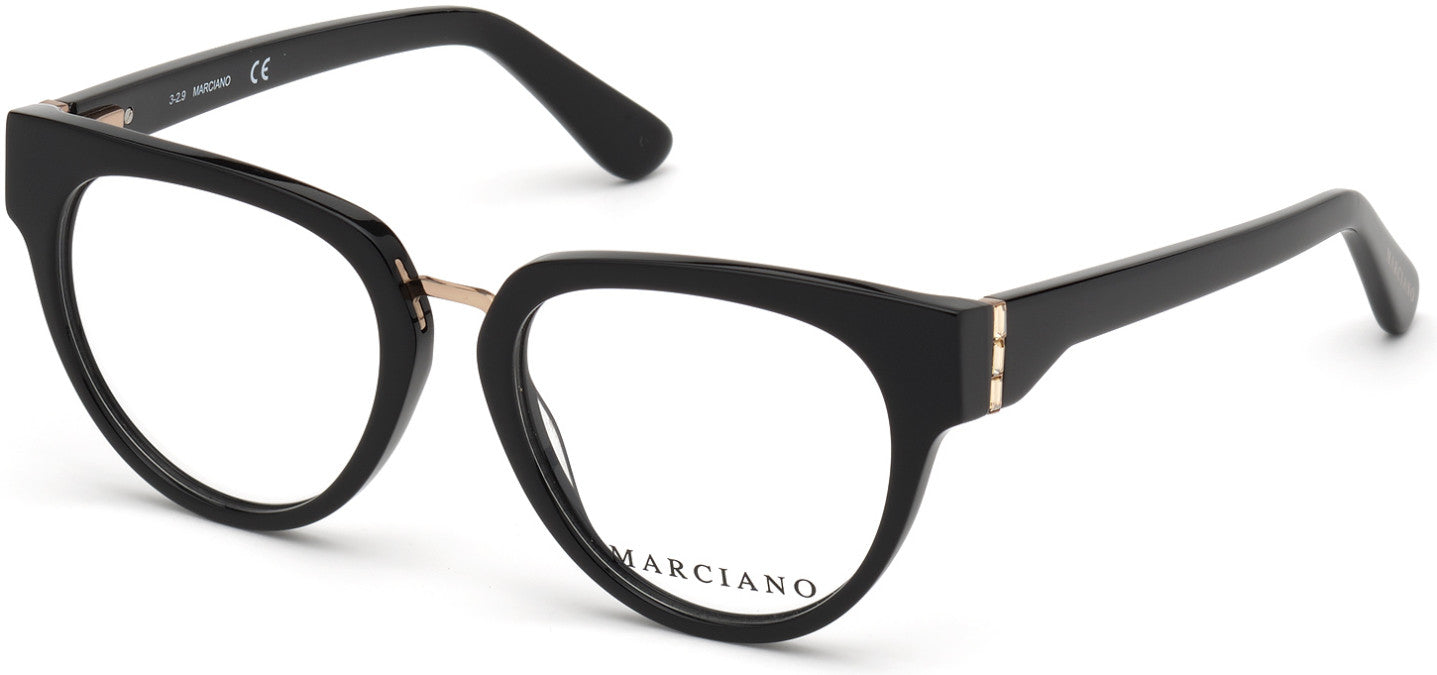Guess By Marciano GM0363-S Round Eyeglasses 001-001 - Shiny Black