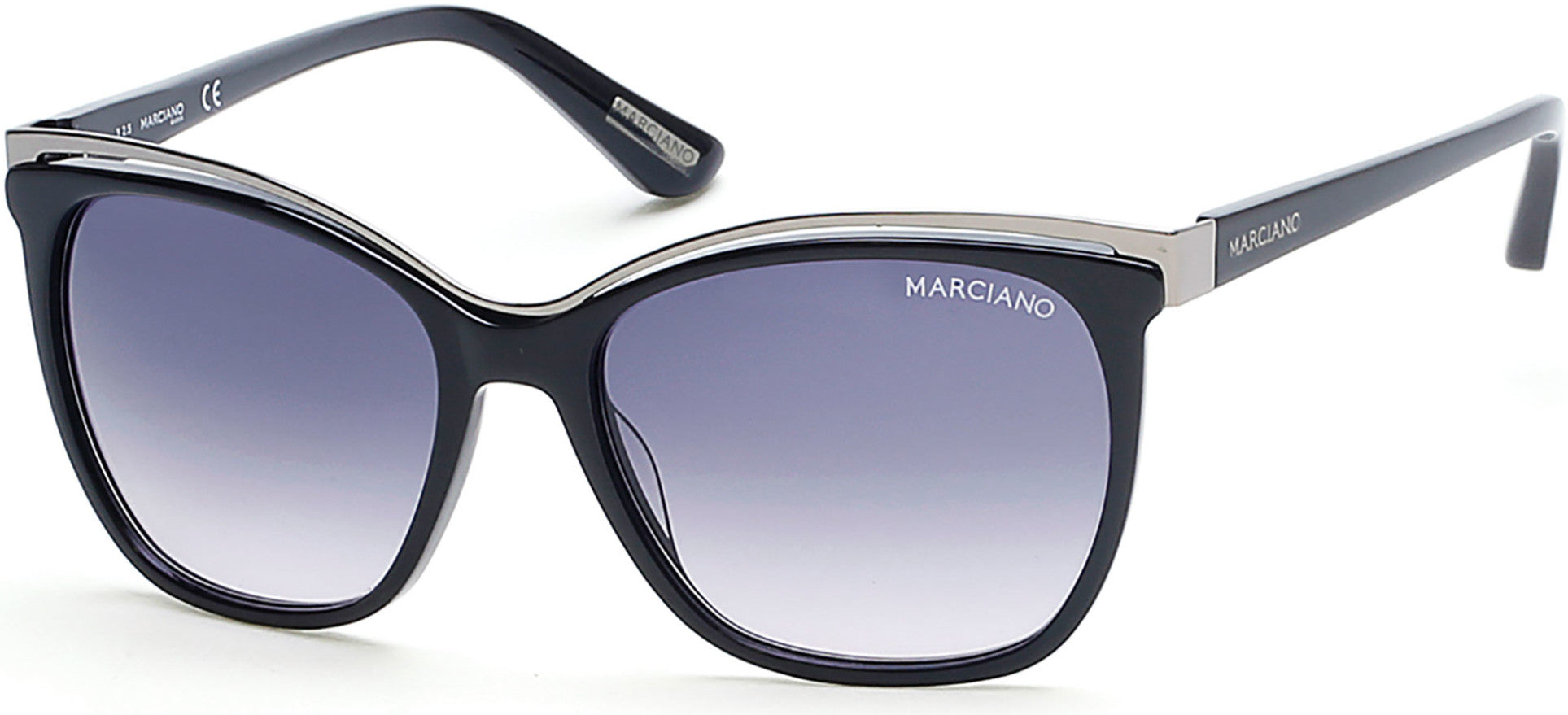 Guess By Marciano GM0745 Square Sunglasses 01B-01B - Shiny Black  / Gradient Smoke