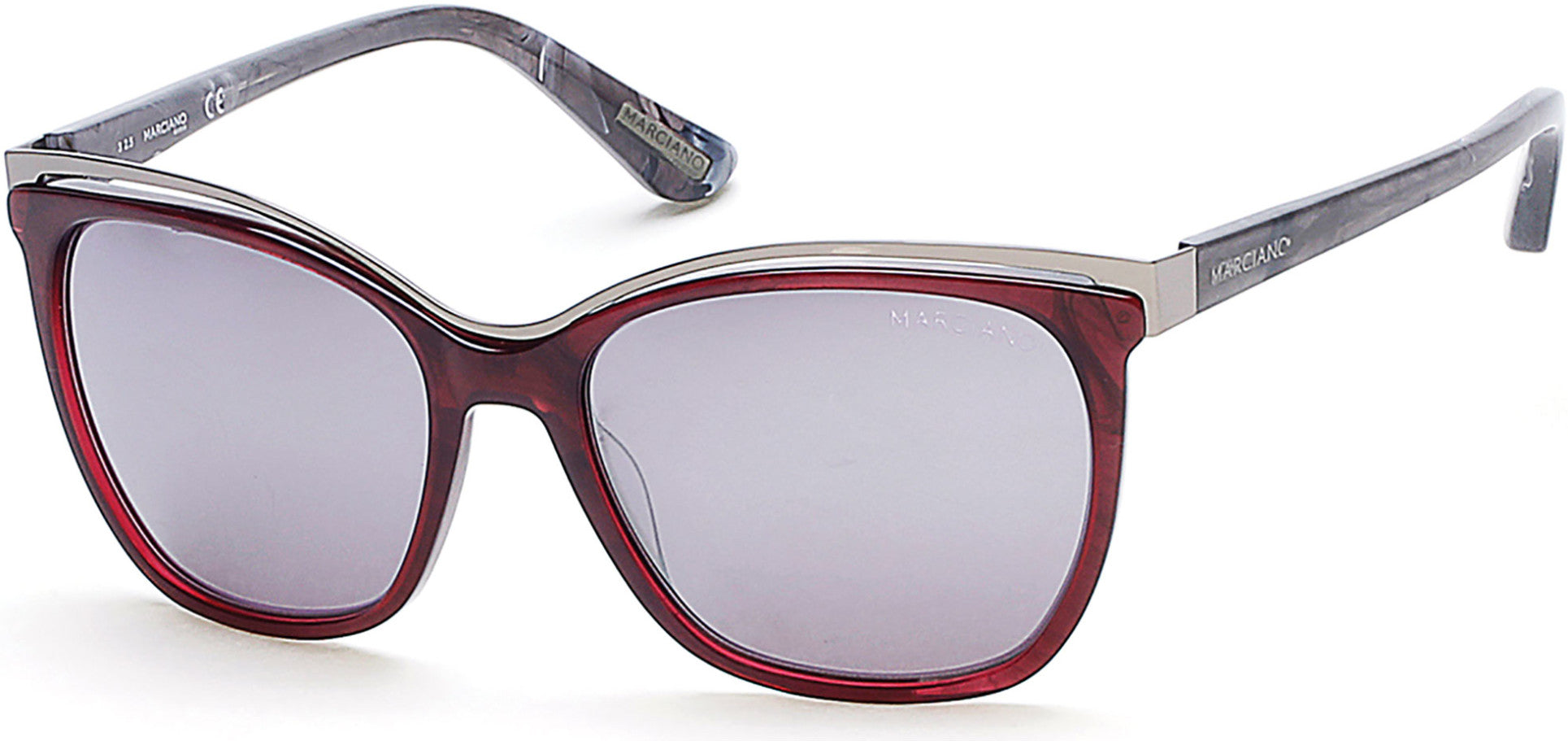 Guess By Marciano GM0745 Square Sunglasses 69C-69C - Shiny Bordeaux / Smoke Mirror